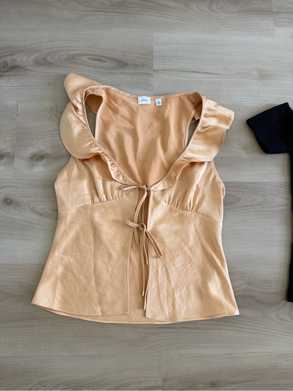 Aritzia Peach Ruffle Tie-Front Blouse